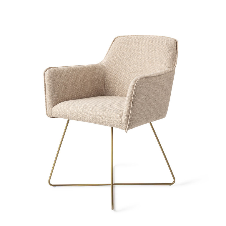 Jesper Home Hofu Dining Chair - Wild Walnut, Cross Gold