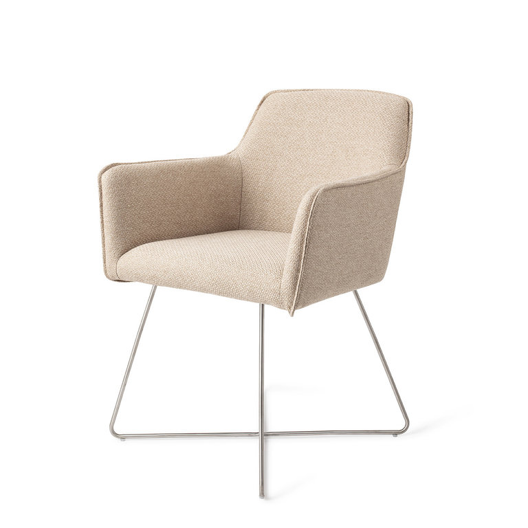 Jesper Home Hofu Dining Chair - Wild Walnut, Cross Steel