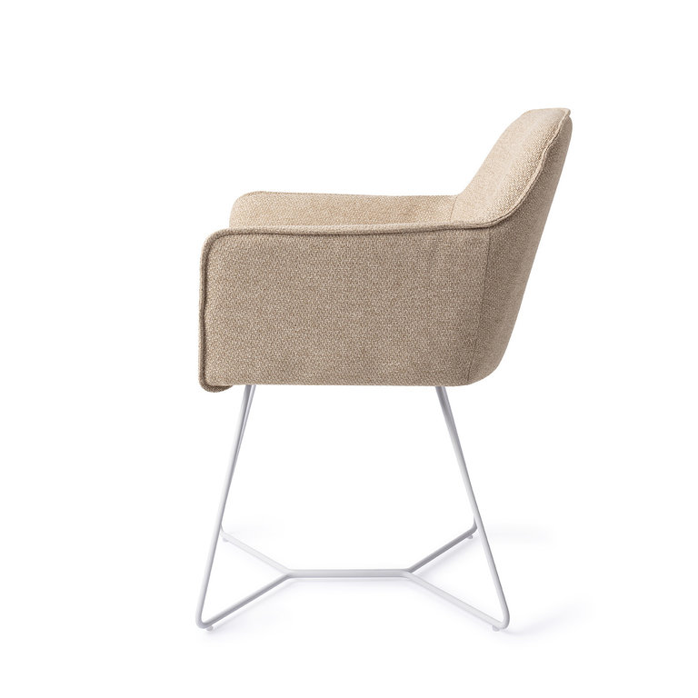 Jesper Home Hofu Wild Walnut Dining Chair - Beehive White