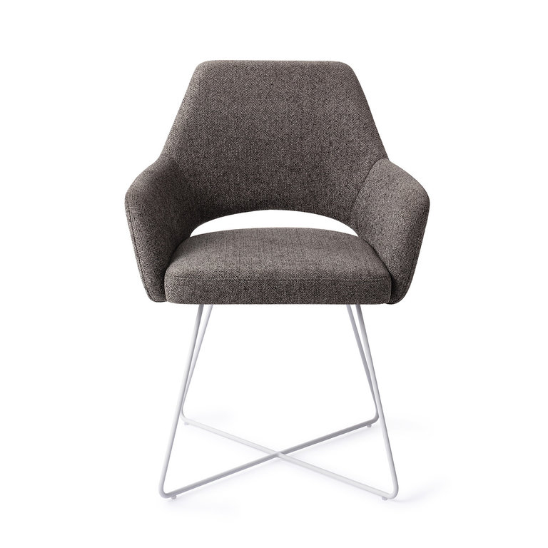 Jesper Home Yanai Dining Chair - Amazing Grey, Cross White