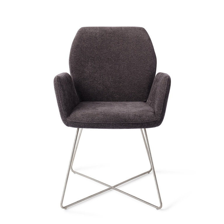 Jesper Home Misaki Almost Black Dining Chair - Cross Steel