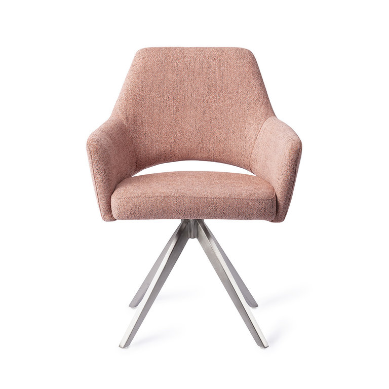 Jesper Home Yanai Dining Chair - Pink Punch, Turn Steel
