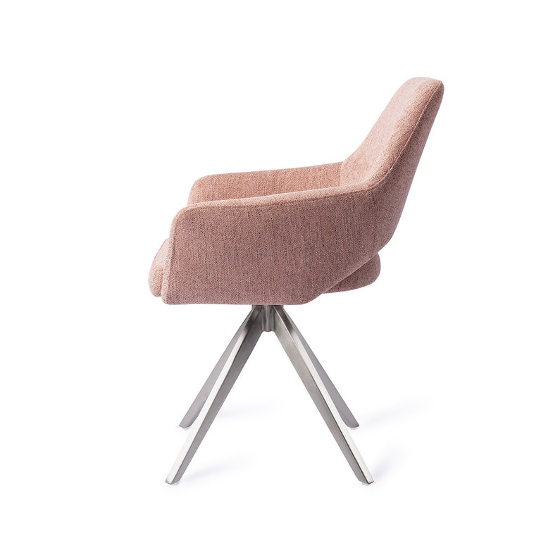 Jesper Home Yanai Dining Chair - Pink Punch, Turn Steel
