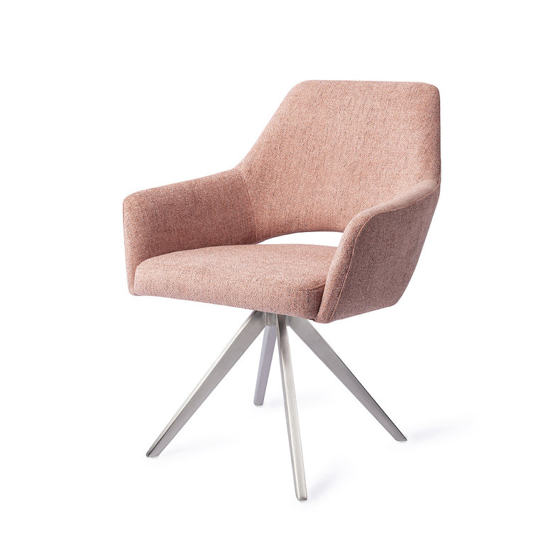 Jesper Home Yanai Dining Chair - Pink Punch, Turn Steel