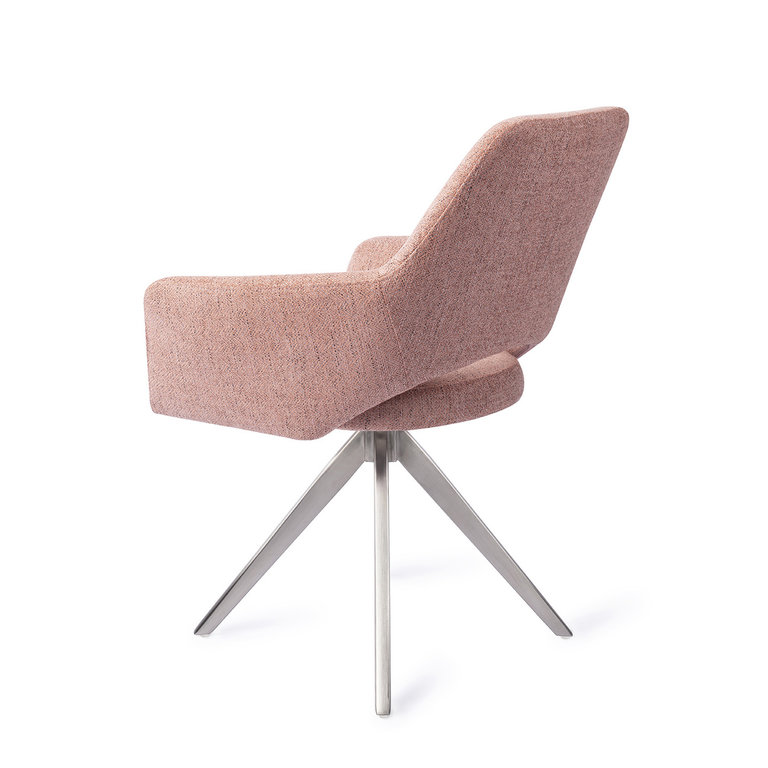 Jesper Home Yanai Dining Chair - Pink Punch, Turn Steel