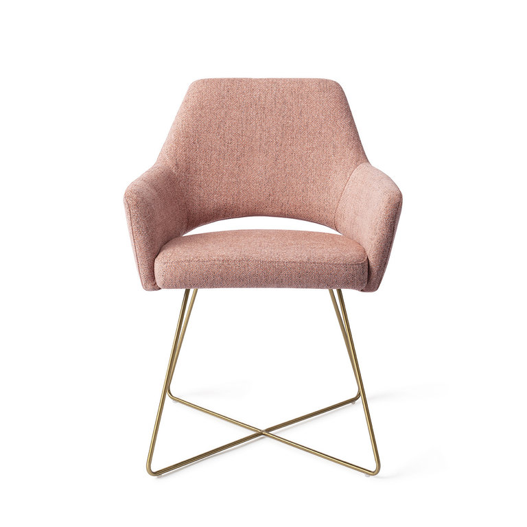 Jesper Home Yanai Dining Chair - Pink Punch, Cross Gold