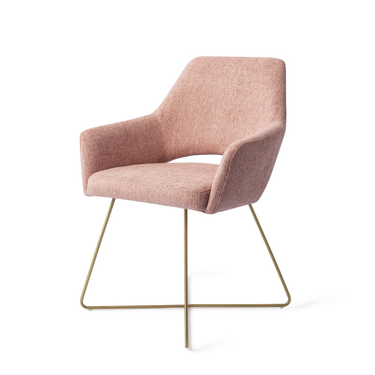 Jesper Home Yanai Pink Punch Dining Chair - Cross Gold