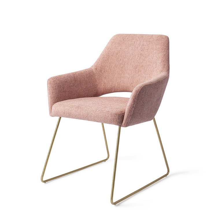 Jesper Home Yanai Pink Punch Dining Chair - Slide Gold