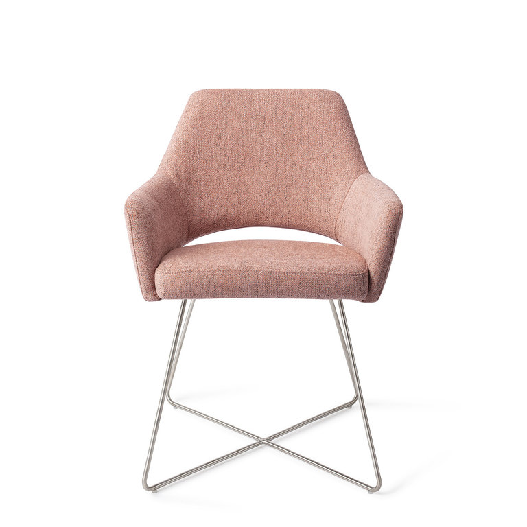 Jesper Home Yanai Pink Punch Dining Chair - Cross Steel