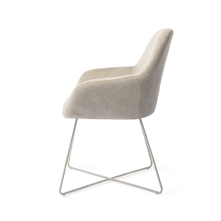 Jesper Home Kushi Ivory Ivy Dining Chair - Cross Steel