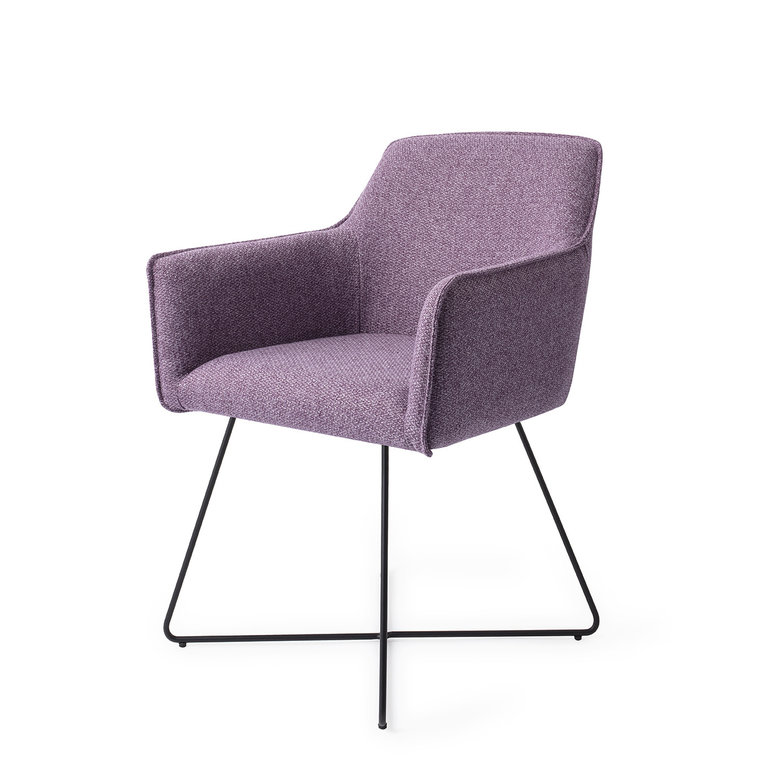 Jesper Home Hofu Violet Daisy Dining Chair - Cross Black