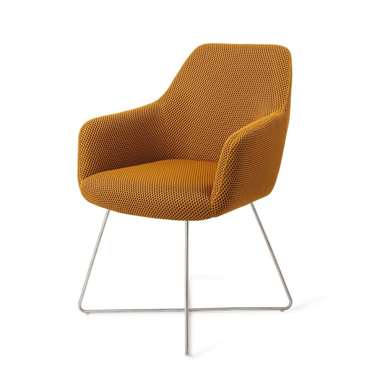 Jesper Home Hiroo Groovy Garam Dining Chair - Cross Steel