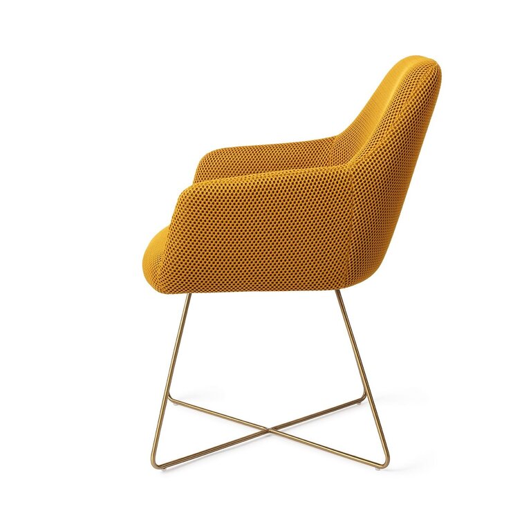 Jesper Home Hiroo Groovy Garam Dining Chair - Cross Gold