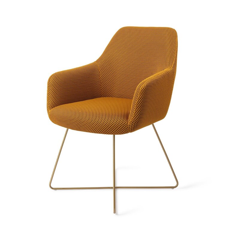 Jesper Home Hiroo Groovy Garam Dining Chair - Cross Gold