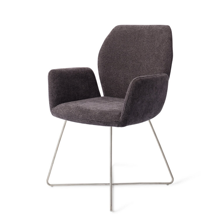 Jesper Home Misaki Almost Black Dining Chair - Cross Steel