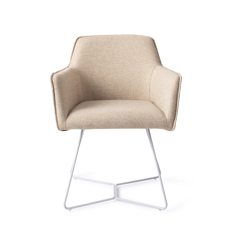 Jesper Home Hofu Wild Walnut Dining Chair - Beehive White