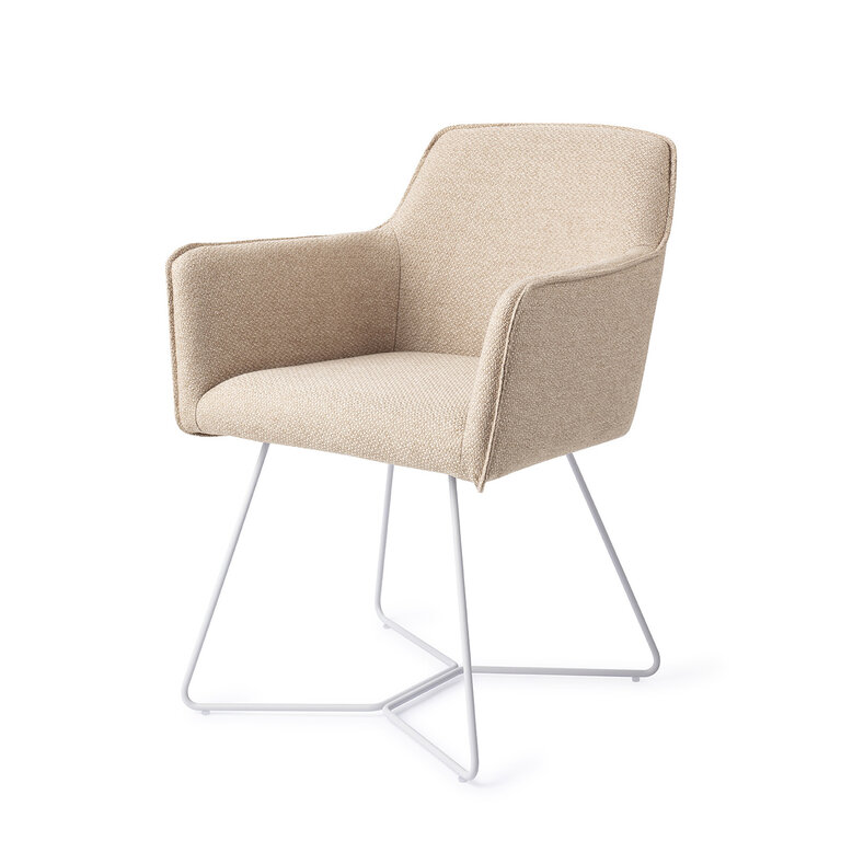 Jesper Home Hofu Wild Walnut Dining Chair - Beehive White