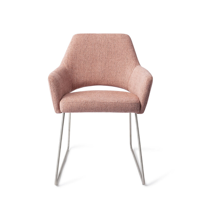 Jesper Home Yanai Pink Punch Dining Chair - Slide Steel