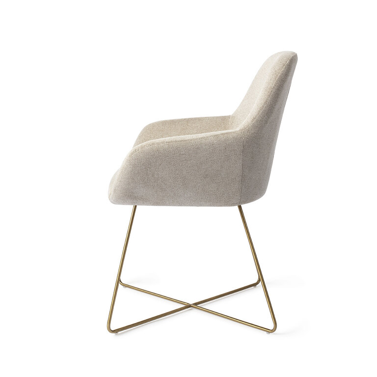 Jesper Home Kushi Ivory Ivy Dining Chair - Cross Gold