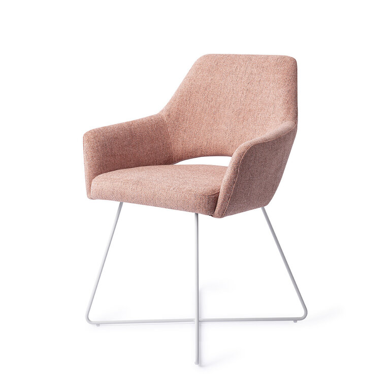 Jesper Home Yanai Pink Punch Dining Chair - Cross White