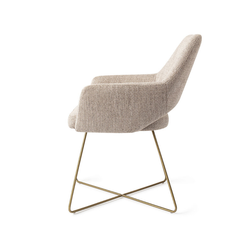 Jesper Home Yanai Biscuit Beach Dining Chair - Cross Gold