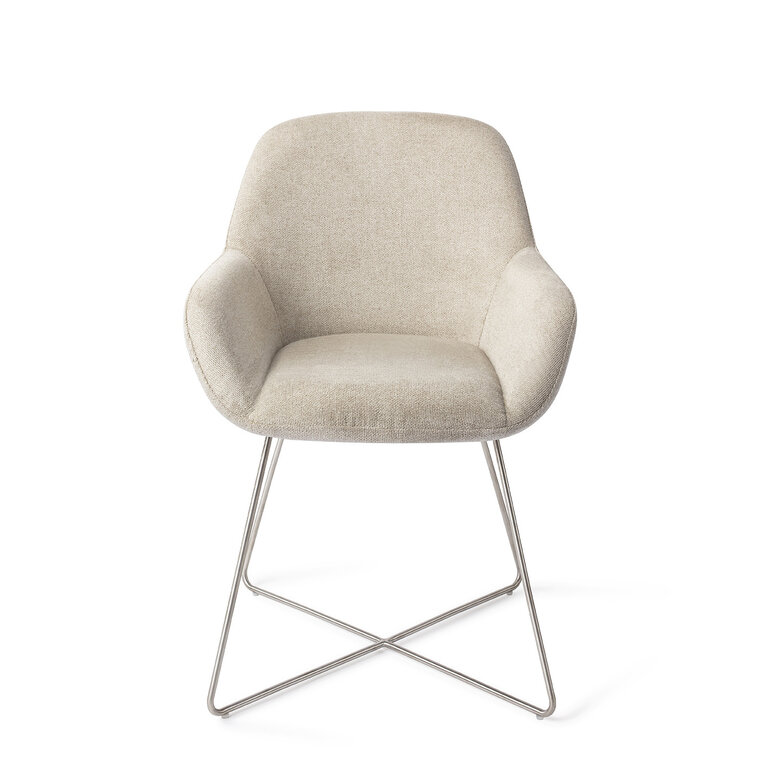 Jesper Home Kushi Ivory Ivy Dining Chair - Cross Steel