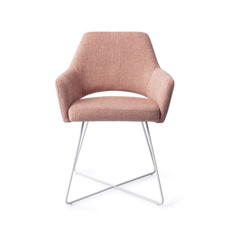 Jesper Home Yanai Pink Punch Dining Chair - Cross White