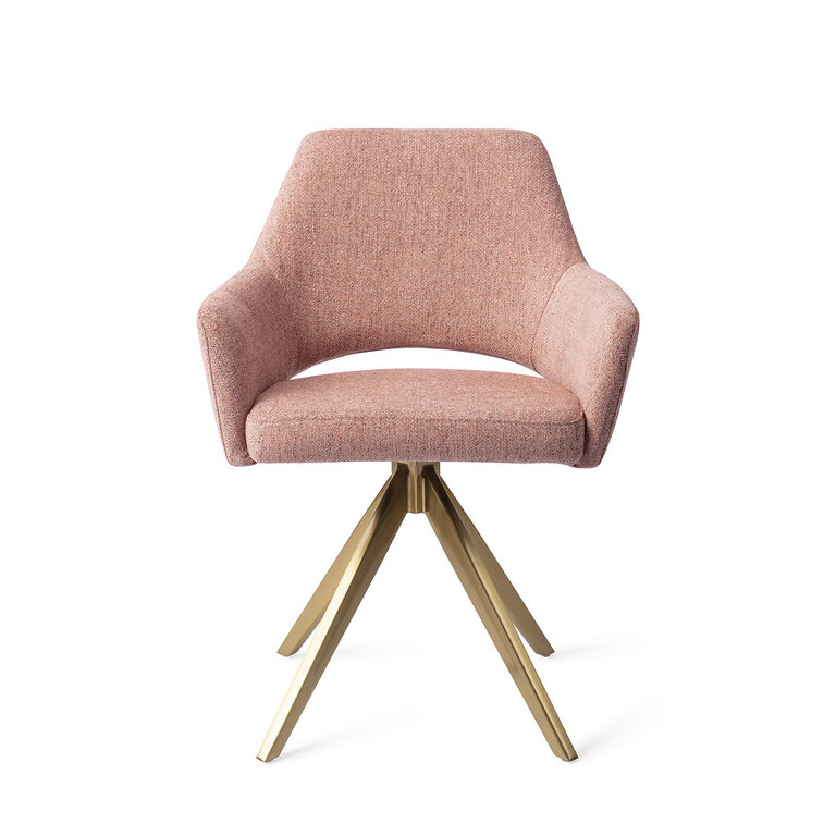 Jesper Home Yanai Pink Punch Dining Chair - Turn Gold