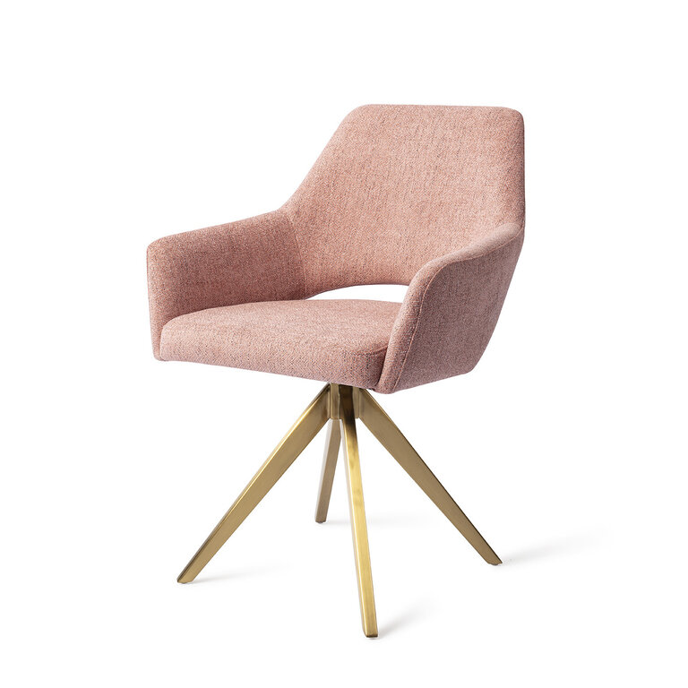 Jesper Home Yanai Pink Punch Dining Chair - Turn Gold