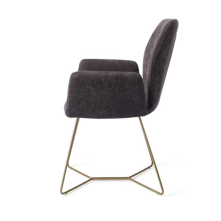 Jesper Home Misaki Almost Black Dining Chair - Beehive Gold