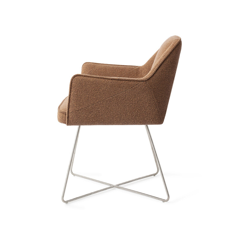 Jesper Home Tome Cinnamon Bun Dining Chair - Cross Steel