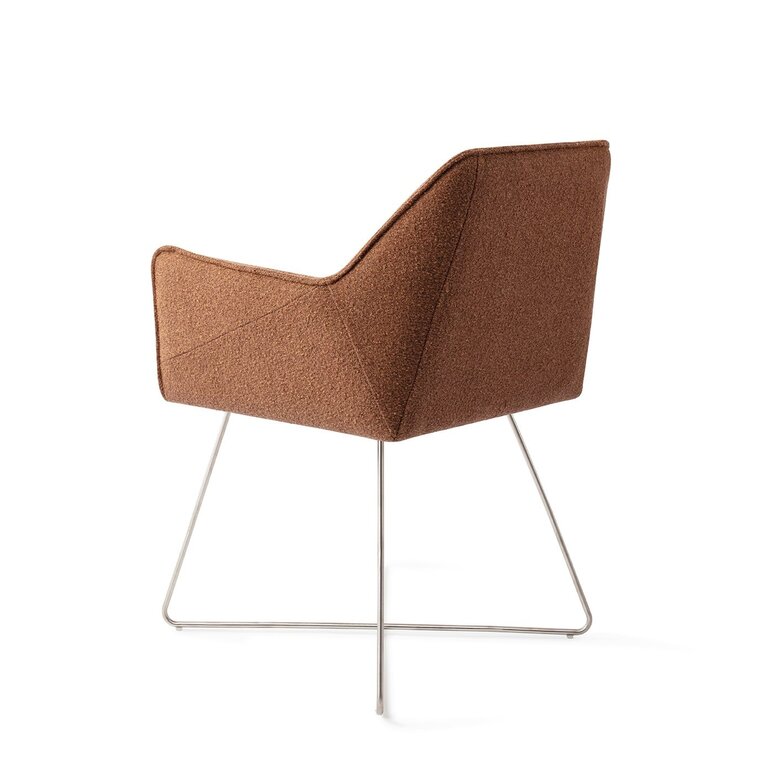 Jesper Home Tome Cinnamon Bun Dining Chair - Cross Steel