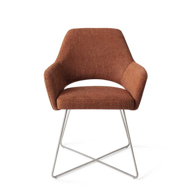 Jesper Home Yanai Tuscan Terra Dining Chair - Cross Steel