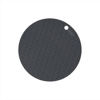 OYOY PLACEMAT DARK GREY/DOT ROND SET VAN 2