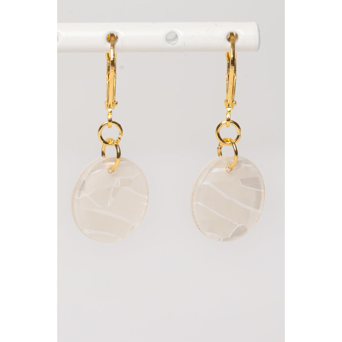 MON ONCLE MON ONCLE MARB OORRING WHITE MARBLE CIRCLE