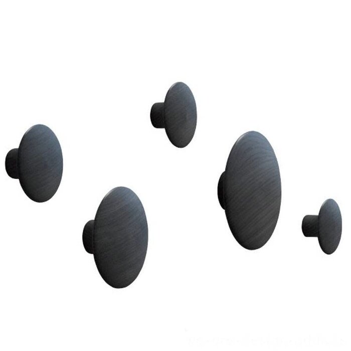 MUUTO THE DOTS COAT HOOKS SET/5 BLACK