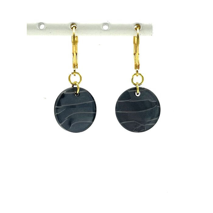 MON ONCLE MON ONCLE MARB OORRING BLACK MARBLE CIRCLE