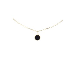 ZUSSS ZUSSS SCHAKELKETTING MET MUNTJE ZWART/GOUD