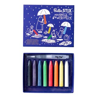 JAQ JAQ BIRD BUTTERSTIX AQUARELKRIJTJES MET PEN SET VAN 8