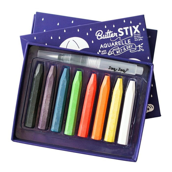 JAQ JAQ BIRD BUTTERSTIX AQUARELKRIJTJES MET PEN SET VAN 8