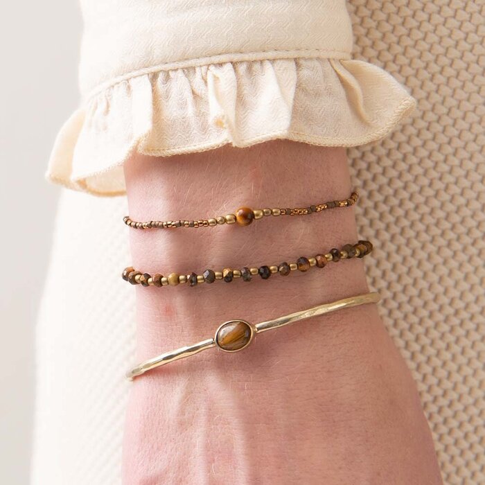 A BEAUTIFUL STORY BS MOONLIGHT TIGER EYE GOLD BRACELET