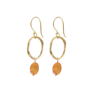 A BEAUTIFUL STORY BS GRACEFUL CARNELIAN GOLD EARRINGS
