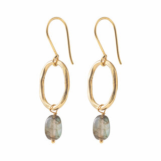 A BEAUTIFUL STORY BS GRACEFUL LABRADORITE GOLD EARRINGS