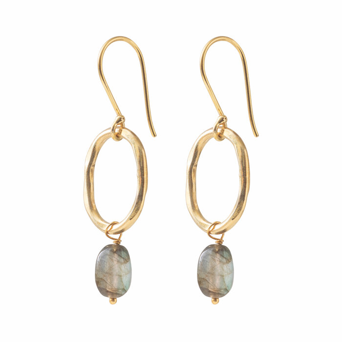 A BEAUTIFUL STORY BS GRACEFUL LABRADORITE GOLD EARRINGS