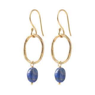 A BEAUTIFUL STORY BS GRACEFUL LAPIS LAZULI GOLD EARRINGS