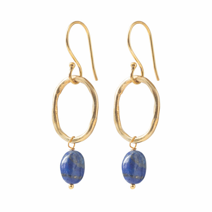 A BEAUTIFUL STORY BS GRACEFUL LAPIS LAZULI GOLD EARRINGS