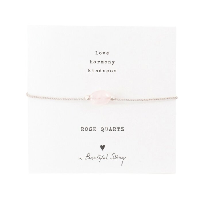 A BEAUTIFUL STORY BS GEMSTONE CARD ROSE QUARTZ BRACELET