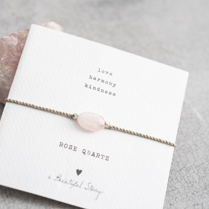 A BEAUTIFUL STORY BS GEMSTONE CARD ROSE QUARTZ BRACELET