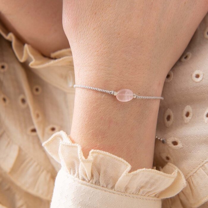 A BEAUTIFUL STORY BS GEMSTONE CARD ROSE QUARTZ BRACELET