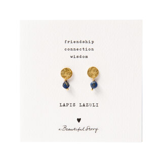 A BEAUTIFUL STORY BS MINI COIN LAPIS LAZULI GOLD EARRINGS